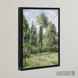 "Artery8 Eragny Poplars Landscape Camille Pissarro Black Framed Canvas Wall Art - Size: W12"" x H16""" - thumbnail 2