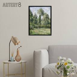 "Artery8 Eragny Poplars Landscape Camille Pissarro Black Framed Canvas Wall Art - Size: W12"" x H16""" - thumbnail 3