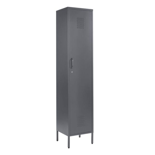 Moderna Grey Metal Locker Cabinet, Tall 3 Shelf, 1 Door for Home or Office in White - image 1