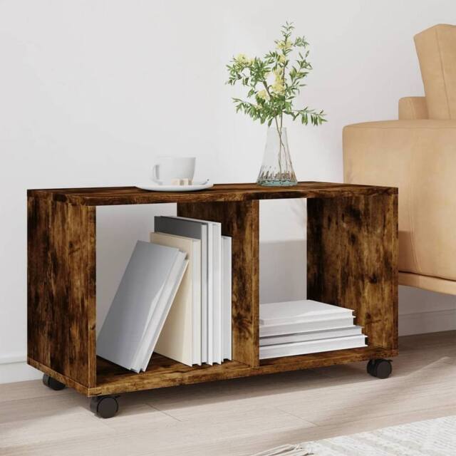 Berkfield Home Decorative vidaXL¬†Rolling¬†Cabinet¬†Smoked Oak 72x33x42.5 cm Eng in Brown - image 1