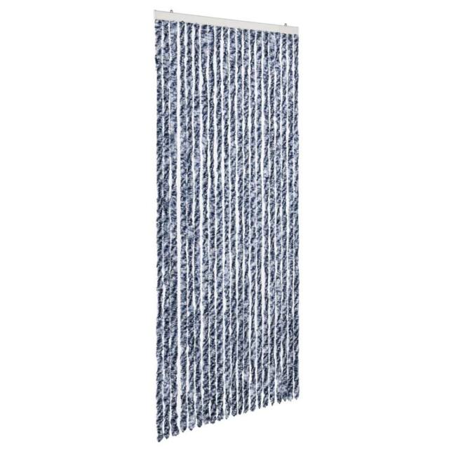 Berkfield Home Insect Curtain Blue, White & Silver 90x220 cm Chenille - image 1