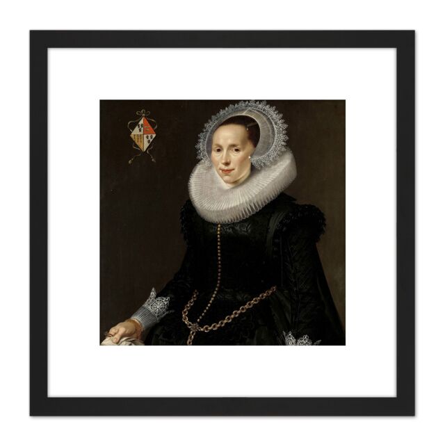 Artery8 Pickenoy Portrait Johanna Le Maire 8X8 Inch Square Wooden Framed Wall Art Print Picture with Mount in Black - image 1