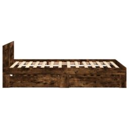 Berkfield Home Bed Frame with Headboard without Mattress Smoked Oak 90x200 cm in Brown - thumbnail 6
