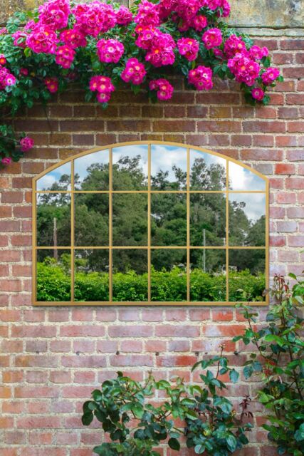 "MirrorOutlet Gold Framed Arched Wall Garden Mirror 43"" X 29"" (110CM X 75CM) - Size: 1 Pack" - image 1