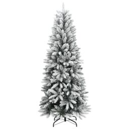 Berkfield Home Artificial Christmas Tree 150 LEDs & Flocked Snow 120 cm in Green - thumbnail 3
