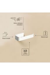 Cosmic Toilet Roll Holder, Matt White, Self-Adhesive option, Nea Collection in White - thumbnail 3