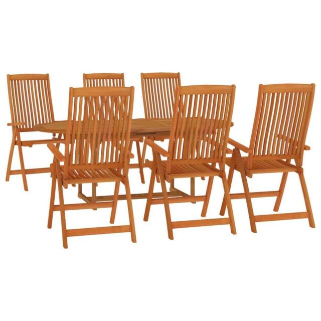 Berkfield Home Beautiful 7 Piece Garden Dining Set Solid Wood Eucalyptus in Brown - image 1