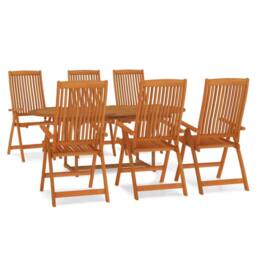 Berkfield Home Beautiful 7 Piece Garden Dining Set Solid Wood Eucalyptus in Brown - thumbnail 3