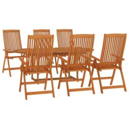 Berkfield Home Beautiful 7 Piece Garden Dining Set Solid Wood Eucalyptus in Brown