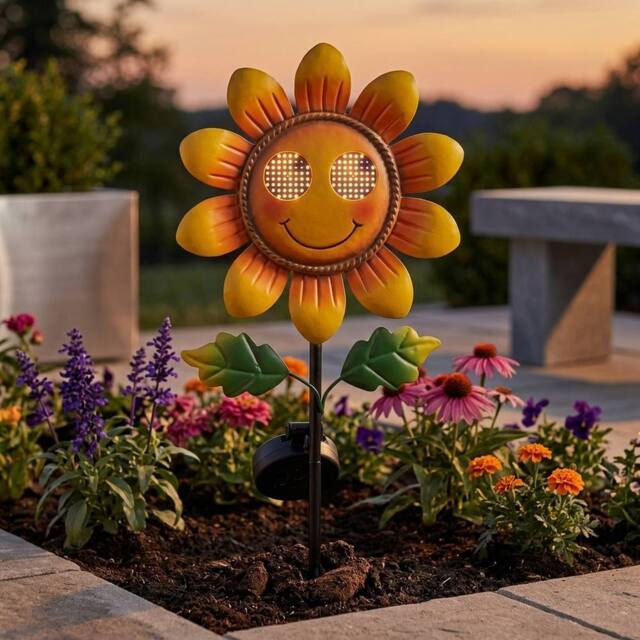 Garden Greatness Smilin' Sunflower Solar Garden Stake Light - image 1