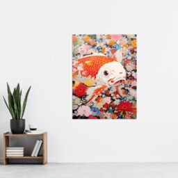 "Artery8 A Fish Out Of Water Superflat Japan Koi Carp Floral Modern Artwork Extra Large XL Unframed Wall Art Poster Print - Size: W24"" x H32""" - thumbnail 4