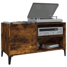 Berkfield Home Record Cabinet Smoked Oak 84.5x38x48 cm Engineered Wood in Brown - thumbnail 4