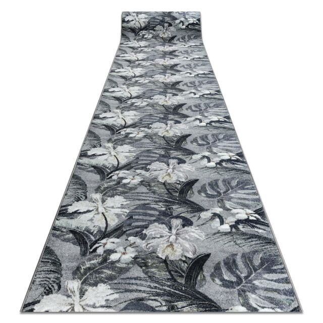 RugsX Anti-Slip Monstera Runner in Grey - Size: 100 cm x 490 cm - image 1