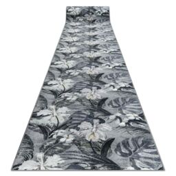 RugsX Anti-Slip Monstera Runner in Grey - Size: 100 cm x 490 cm - thumbnail 1