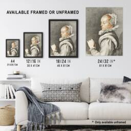 "Artery8 Cornelis Ploos van Amstel Portrait of a Young Woman Wall Art Print in Grey - Size: W12"" x H16""" - thumbnail 3