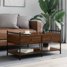 Berkfield Home Decorative Coffee Table Brown Oak 99x50x50 cm Engineered Wood - Size: 99 x 50 x 50 cm - thumbnail 2