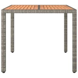 Berkfield Home Garden Table with Wooden Top Grey Poly Rattan&Solid Wood Acacia - thumbnail 3