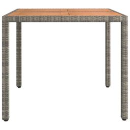 Berkfield Home Garden Table with Wooden Top Grey Poly Rattan&Solid Wood Acacia - thumbnail 4