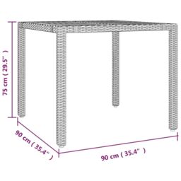 Berkfield Home Garden Table with Wooden Top Grey Poly Rattan&Solid Wood Acacia - thumbnail 6