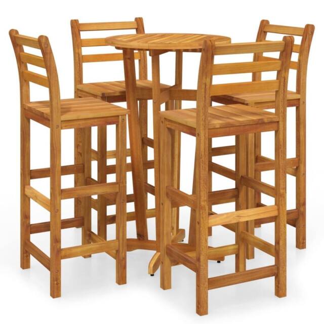 Berkfield Home 5 Piece Garden Bar Set Solid Wood Acacia in Brown - image 1