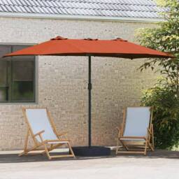 Berkfield Home Modern Garden Parasol Folding Terracotta 385 x 209 x 244 cm Fabric - thumbnail 1