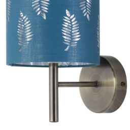 First Choice Lighting Brea - Antique Brass Wall Light with Teal Fern Shade in Gold - thumbnail 2