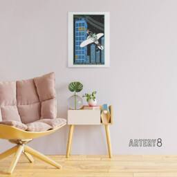 "Artery8 Rendezvous on 968th Floor of a Skyscraper Jung Canvas Wall Art Print in Blue - Size: W12"" x H16""" - thumbnail 3