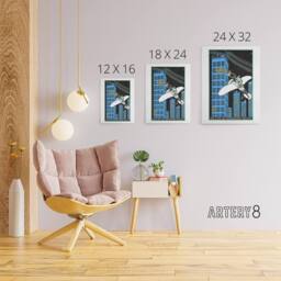 "Artery8 Rendezvous on 968th Floor of a Skyscraper Jung Canvas Wall Art Print in Blue - Size: W12"" x H16""" - thumbnail 4