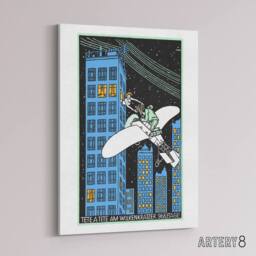 "Artery8 Rendezvous on 968th Floor of a Skyscraper Jung Canvas Wall Art Print in Blue - Size: W12"" x H16""" - thumbnail 2