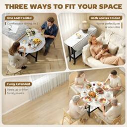 HOMCOM Folding Dining Table, Drop Leaf Table with Open Shelf, White Marble - Size: 100 cm x 100 cm - thumbnail 4