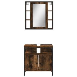 Berkfield Home 2 Piece Bathroom Furniture Set Smoked Oak Engineered Wood in Brown - thumbnail 6