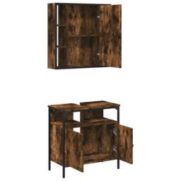 Berkfield Home 2 Piece Bathroom Furniture Set Smoked Oak Engineered Wood in Brown - thumbnail 5
