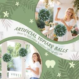 Wyld Haus Maka Nosa Set of 2 UV Resistant Blue Artificial Topiary Balls - thumbnail 5