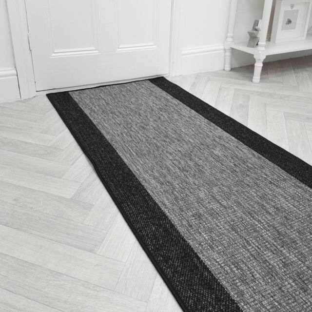 runrug Hallway Carpet Runner Rug - Hardwearing & Durable, 7mm - 'Jenga' in Dark Grey - Size: 66 cm x 150 cm - image 1