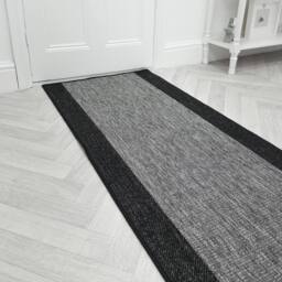 runrug Hallway Carpet Runner Rug - Hardwearing & Durable, 7mm - 'Jenga' in Dark Grey - Size: 66 cm x 150 cm - thumbnail 1