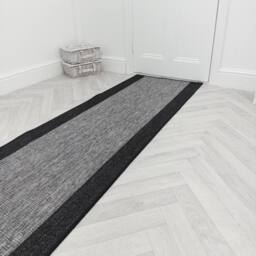 runrug Hallway Carpet Runner Rug - Hardwearing & Durable, 7mm - 'Jenga' in Dark Grey - Size: 66 cm x 150 cm - thumbnail 6
