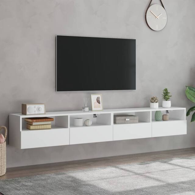 Berkfield Home TV Wall Cabinets 2 pcs White 100x30x30 cm Engineered Wood - Size: 100 x 30 x 30 cm - image 1