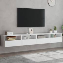 Berkfield Home TV Wall Cabinets 2 pcs White 100x30x30 cm Engineered Wood - Size: 100 x 30 x 30 cm - thumbnail 2