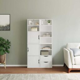 "Berkfield Home Side Cabinets 4 pcs ""ODDA"" White 40x24x79 cm Solid Wood Pine - Size: 40 x 24 x 79 cm" - thumbnail 3