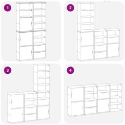 "Berkfield Home Side Cabinets 4 pcs ""ODDA"" White 40x24x79 cm Solid Wood Pine - Size: 40 x 24 x 79 cm" - thumbnail 9