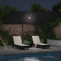 Berkfield Home Cantilever Umbrella - Black Polyester, Powder-Coated Steel Large - thumbnail 4