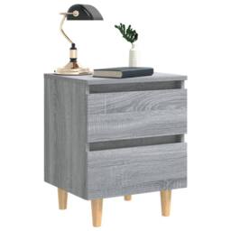 Berkfield Home Sturdy Bed Cabinets with Solid Wood Legs 2 pcs Grey Sonoma 40x35x50 cm - Size: 40 x 35 x 50 cm - thumbnail 7