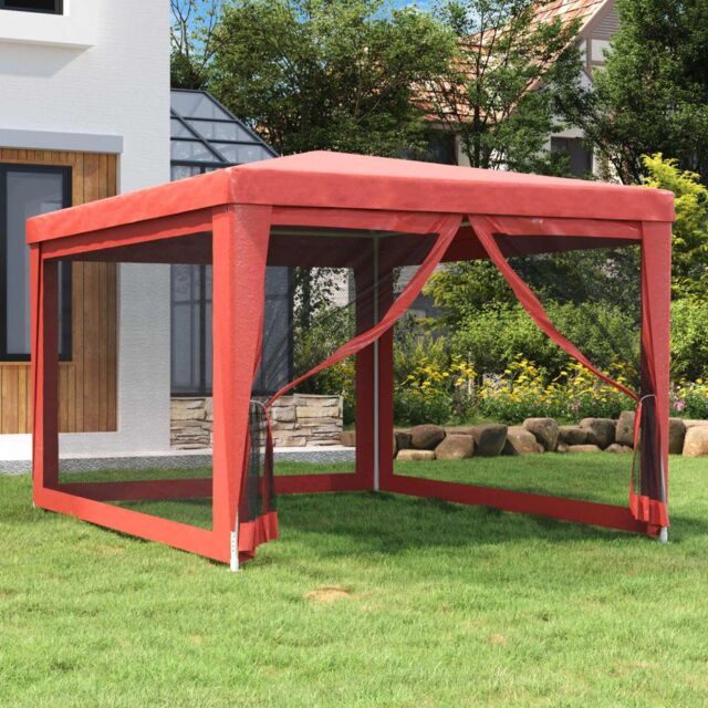 Berkfield Home Party Tent with 4 Mesh Sidewalls Red 3x4 m HDPE - image 1