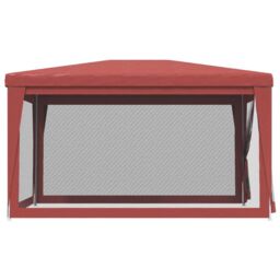 Berkfield Home Party Tent with 4 Mesh Sidewalls Red 3x4 m HDPE - thumbnail 4