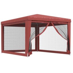 Berkfield Home Party Tent with 4 Mesh Sidewalls Red 3x4 m HDPE - thumbnail 2