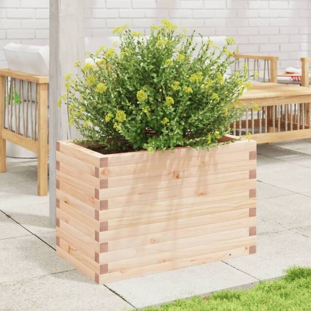 Berkfield Home Decorative Garden Planter 70x40x45.5 cm Solid Wood Pine in Natural - image 1