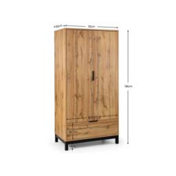 Cheshire Premium Kora 2 Door & 1 Drawer Wardrobe in Oak in Light Oak - thumbnail 5