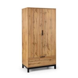 Cheshire Premium Kora 2 Door & 1 Drawer Wardrobe in Oak in Light Oak - thumbnail 1