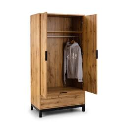 Cheshire Premium Kora 2 Door & 1 Drawer Wardrobe in Oak in Light Oak - thumbnail 2