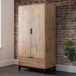 Cheshire Premium Kora 2 Door & 1 Drawer Wardrobe in Oak in Light Oak - thumbnail 4